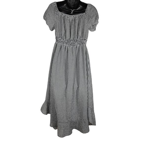 Treasure & Bond Women's Black Gingham Off The Shoulder Dress Convertible Medium - Picture 7 of 9